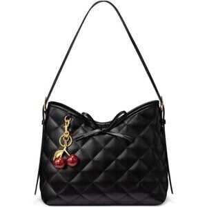 Black Purse for Women – Soft Leather Quilted Hobo Handbag Crossbody Shoulder Bag